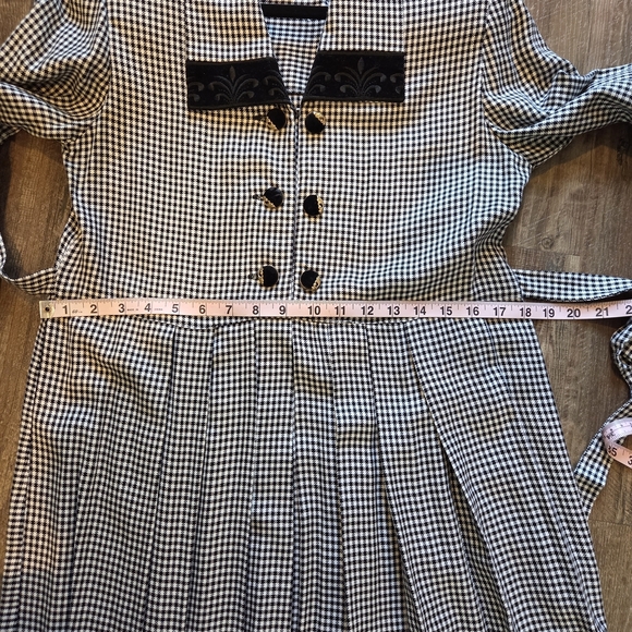 Jessica Howard Vintage Houndstooth Midi Dress Black White Bow Detail Size 8 - Picture 10 of 10